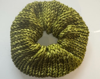 Green Superwash Merino Wool Scrunchie