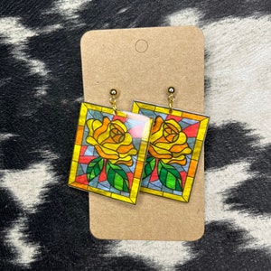 Stain glass flower earrings