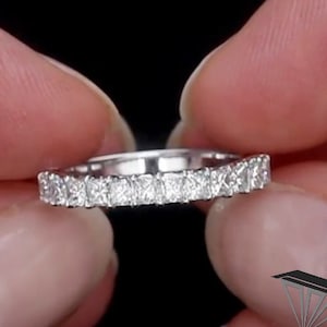2.00 mm Princess Cut Simulated Diamond Band 14K White Gold Band Half Eternity Engagement Wedding Band Matching Band Bridal Anniversary Gift