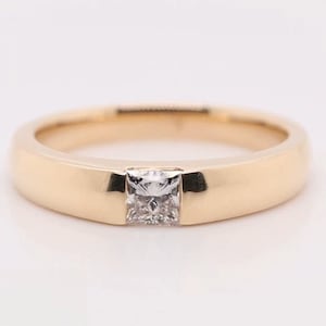 Classic Men's Solitaire Ring, 1 CT Princess Cut Colorless Moissanite Men Engagement Ring, Tension Set Wedding Ring, Anniversary Gift For Him