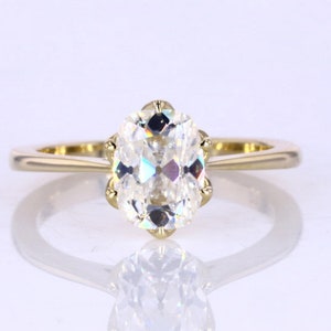 1.50 CT Elongated Cushion Light White Moissanite Engagement Ring, Wedding Ring, Anniversary Gift Ring, Solitaire Ring, 10k/14K Yellow Gold
