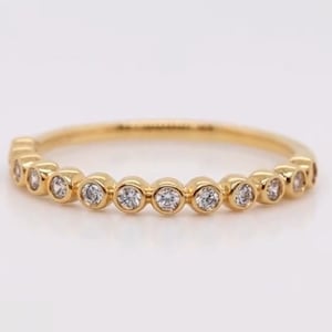 1mm Bezel set Eternity Wedding Band,14K Yellow Gold,Round Cut Moissanite Diamond band,Matching Band,Anniversary Band,Bezel Set Band