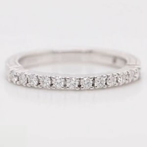 Dainty Vintage Diamond Ring, Art Deco Diamond Wedding Band, 14k White Gold Stacking Ring, Vintage Wedding Band for Women, Stackable Ring