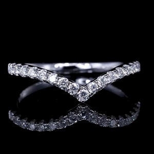 Jonc diamant incurvé en métal or blanc massif, jonc empilable assorti, rehausseur de bague incurvée en or massif 14 carats, jonc simple et délicat, alliance