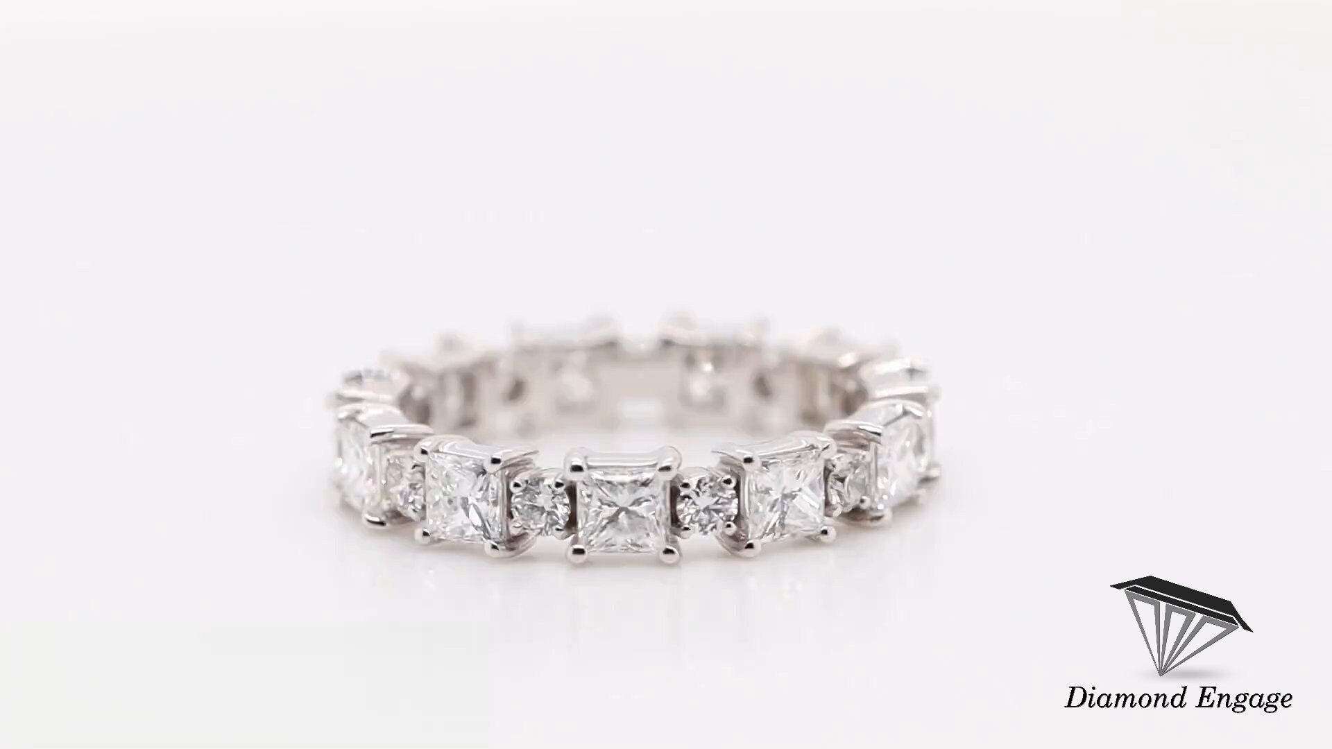 3MM Princess and Round Cut Full Eternity Wedding Band With 2mm Round ...