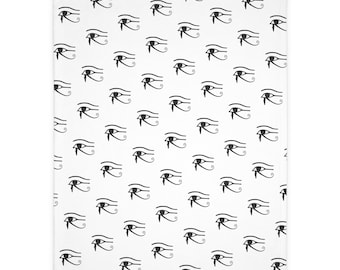 Kemet Egypt African Fashion Decor Eye of Horus Spiritual Wadjet Wedjat Motherland Buy Black Gift for Him Her Velveteen Minky Blanket