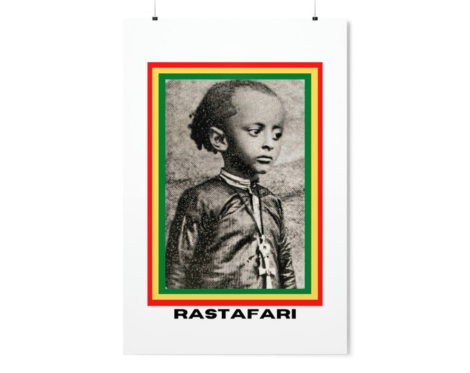 Lion of Judah Haile Selassie Rastafari Reggae Music Lovers Ethiopian Buy Black Vertical Matte Poster African Liberation Gift for Him Her