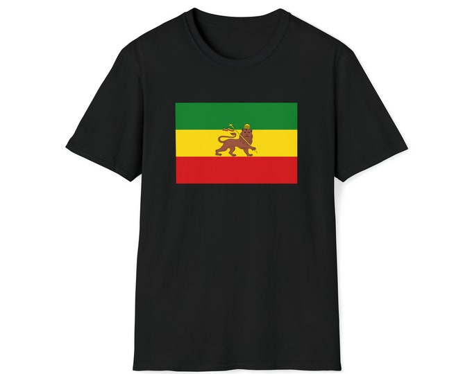 Ethiopian Flag Orthodox Christian Cross Ras Tafari HIM Haile Selassie Lion of Judah African Liberation Unisex T-shirt