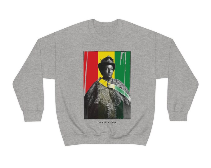 Ethiopia Rastafari Empress Menen African Fashion Buy Black Culture Habesha Melanin Rich LiberationT- Shirt Gift for Her Crewneck Sweatshirt