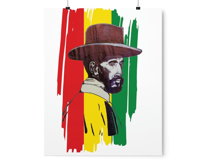 King Rastafari Lion of Judah Ethiopian Emperor Haile Selassie African Decor Reggae Music Buy Black Culture Wall Art Vertical Matte Posters