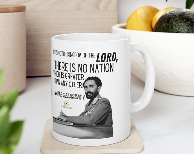 Haile Selassie Lion of Judah Ethiopia African Liberation Buy Black Culture Bob Marley Reggae Music Lovers Rastafari Ceramic Coffee Mug 11oz