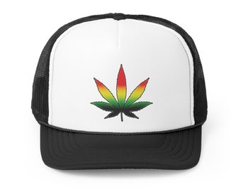 Cannabis Leaf Marijuana Lion of Judah Rastafari Buy Black King Ethiopia African Fashion Reggae Music Lovers 420 Trucker Cap , Dad hatr