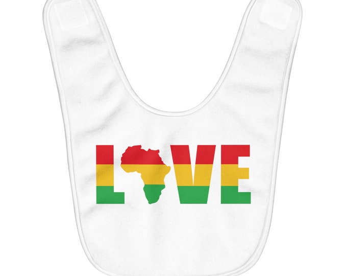 Buy Black One Love Rastafari Bob Marley African Fashion Gift for Baby Shower New Mom Dad Reggae Music Festival Infant Fleece Baby Food Bib