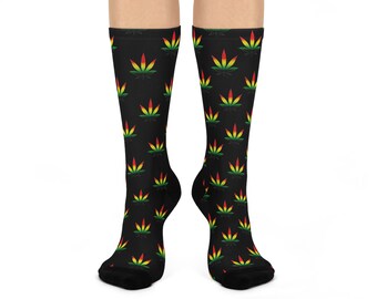 Roots Rock Reggae Music Festival Rastafari Cannabis Culture Haile Selassie Ethiopia Jamaica Bob Marley Cushioned Crew Socks