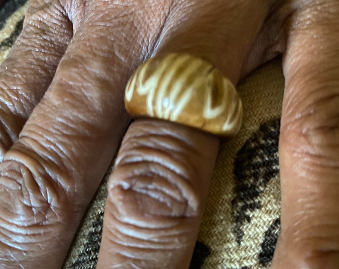 Africa Rastafari King Queen Fashion Recycled Jewelry Handmade Natural Ivory Bone Ring Congo Buy Black Culture Size 5.25