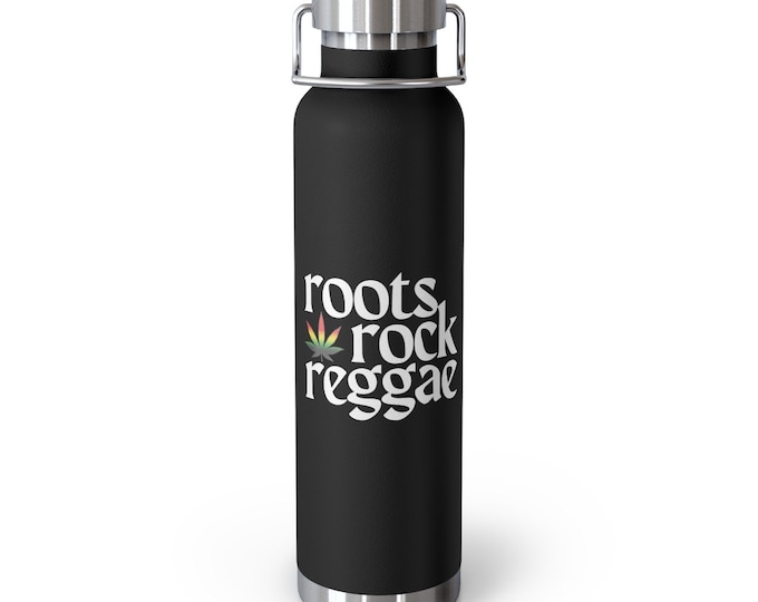 Roots Rock Reggae Rastafari Haile Selassie Buy Black Copper Vacuum Insulated Bottle, 22oz