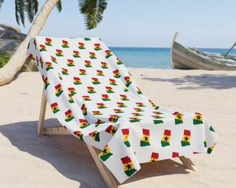 Ghana Style Flag Beach Towel, Pan African Fashion Gift for Him Her Buy Black Culture African Decor Ethiopia Marcus Garvey