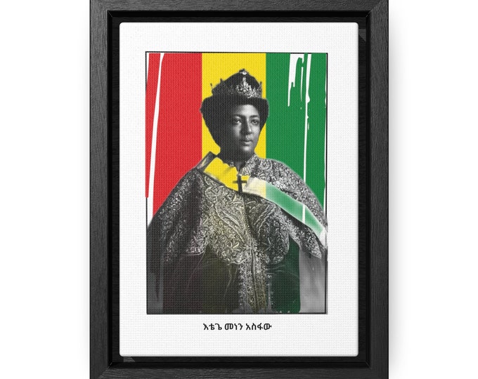 Ethiopia Rastafari Empress Menen African Fashion Buy Black Habesha Woman Melanin Rich Liberation Gift for Her Culture Wrapped Canvas Print