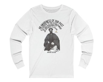 African Fashion Rasta Ethiopia Haile Selassie Reggae Music Lion of Judah Unisex Jersey Long Sleeve Tee Melanin Magic Gift for Him Her