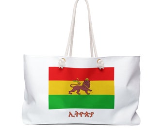 Weekender Bag Ethiopian Flag Habesha Bobo Jamaica Culture Rasta Selassie Reggae Motherland Buy Black Unisex Gift for Him Her Melanin Rich