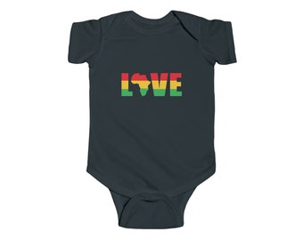 Buy Black One Love Rastafari Bob Marley African Fashion Gift for Baby Shower New Mom Dad Reggae Music Festival Infant Fine Jersey Bodysuit