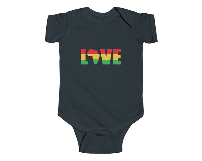 Buy Black One Love Rastafari Bob Marley African Fashion Gift for Baby Shower New Mom Dad Reggae Music Festival Infant Fine Jersey Bodysuit