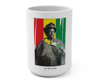 Rastafari Empress Menen African Fashion Buy Black Woman Reggae Music Melanin Rich Liberation Gift for Her Culture Coffee Tea Mug 15oz