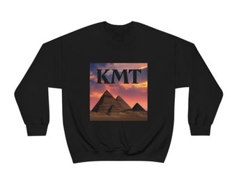 Kemet African Fashion Great Pyramid of Giza Black Power Crewneck Sweatshirt Black History Gift