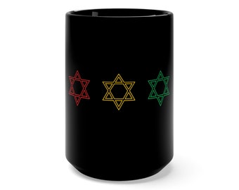 Israelite Black Hebrew African Liberation Motherland Star of David Israel Bob Marley Fashion Reggae Rastafari Ethiopia 15oz Coffee Mug