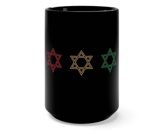 Israelite Black Hebrew African Liberation Motherland Star of David Israel Bob Marley Fashion Reggae Rastafari Ethiopia 15oz Coffee Mug