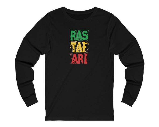 Rastafari Ethiopian Buy Black African Fashion Haile Selassie Lion of Judah Longsleeve Cotton T-Shirt Reggae Music Jamaican Gift for Him Her