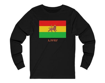 African Fashion Rasta Ethiopia Haile Selassie Reggae Music Lion of Judah Unisex Jersey Long Sleeve Tee Melanin Magic Gift for Him Her