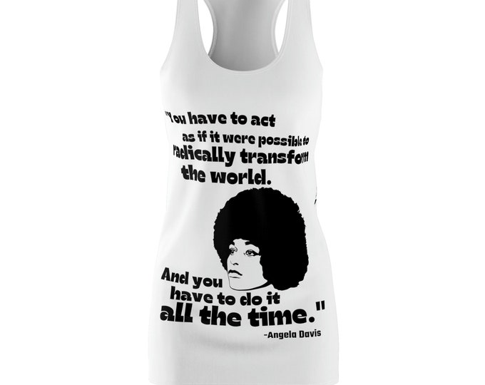 Angela Davis Black Power African Liberation Malcolm X Buy Black Woman Empowerment Melanin Queen Juneteenth Gift for Her Racerback Dress