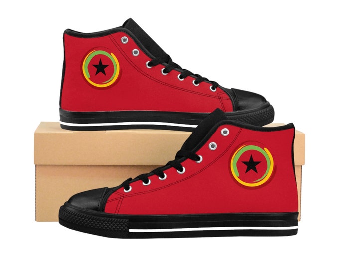 Buy Black Power Royal Red High-Top Rastafari Ethiopia African Fashion Sport Canvas Sneakers Gift for Him Her