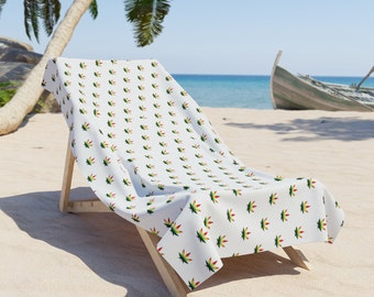 Reggae Music Beach Towel Festival Rastafari Cannabis Culture Haile Selassie Bob Marley Buy Black Camping
