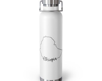 Ethiopia Africa Buy Black Motherland Rastafari Culture Copper Vacuum Insulated Habesha Thermos Bottle 22oz Coffee Tea Gift for Him Her