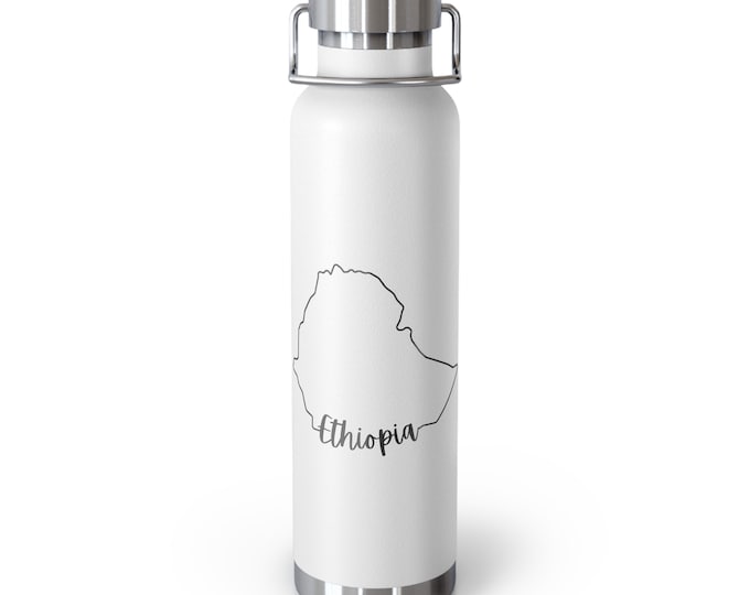 Ethiopia Africa Buy Black Motherland Rastafari Culture Copper Vacuum Insulated Habesha Thermos Bottle 22oz Coffee Tea Gift for Him Her