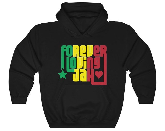 Forever Loving Jah One Love Hoodie Reggae Music Rastafari Jamaica Ethiopia Buy Black Gift for Him Her