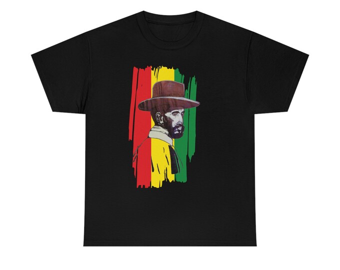 Haile Selassie Rastafari Reggae Music Ethiopia African Fashion Buy Black Culture Bob Marley Black Power Unisex Heavy Cotton T-shirt Gift