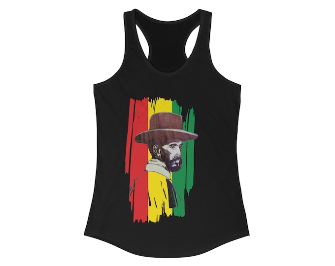 Lion of Judah Ethiopian Emperor Haile Selassie Rastafari Reggae Music Bob Marley Buy Black Liberation Women's Racerback T-shirt Gift for Her