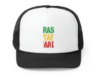 Haile Selassie Lion of Judah Rastafari Buy Black King Ethiopia African Liberation Reggae Music Lovers Trucker Cap Gift for Him Her, Dad hat