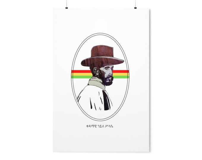 Lion of Judah Haile Selassie Rastafari Reggae Music Lovers Ethiopia Buy Black Vertical Matte Poster African Liberation Gift for Him Her