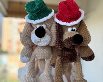 No Sew Crochet Dog Pattern, One Piece Amigurumi Dog, Plush Puppy Pattern Bundle Latte Mocha Marshmallow, No Sew Dog with Hat