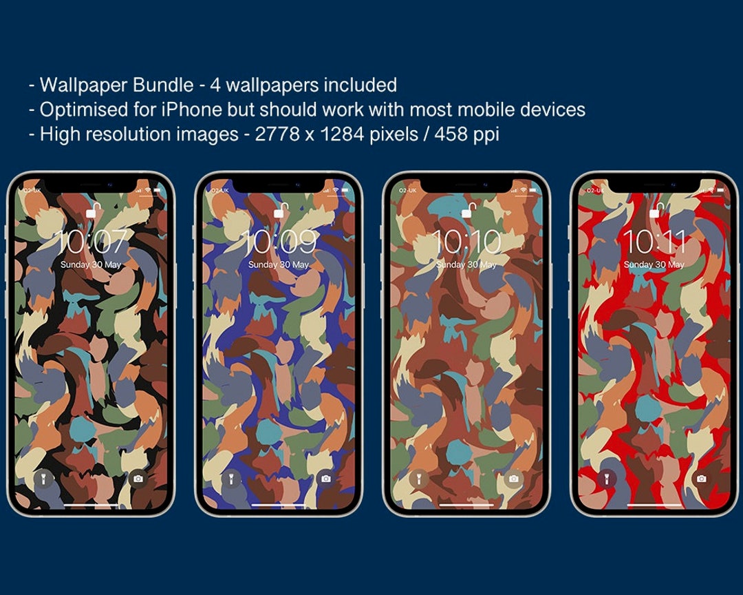 4 Digital Wallpapers Bundle, Various Colours Camo Pattern, Download ...