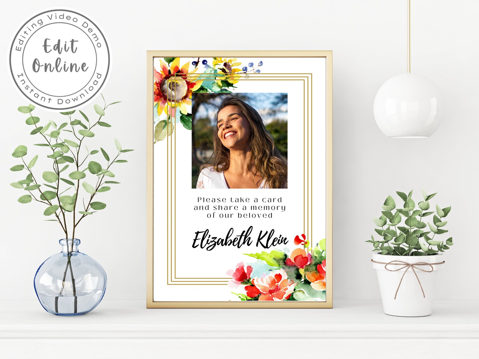 Funeral Prayer Card Template Canva Psalm 23 Memorial Etsy