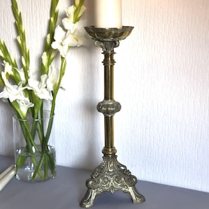 Extra large antique bronze church candle holders
