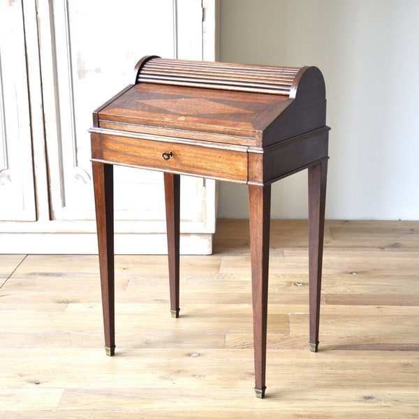 Petit bureau vintage élégant, secrétaire vintage en bois, bureau ancien en bois