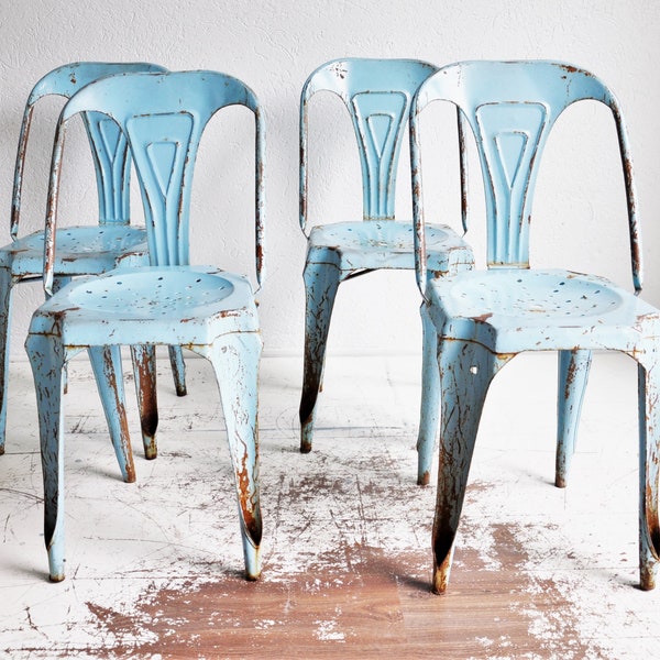 Chaises de jardin en métal vintage élégantes, chaises vintage industrielles style tolix, chaises de salle à manger shabby chic