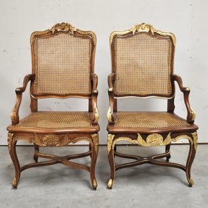 Antique gilded wooden accent chairs