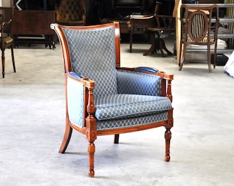 Belle chaise d'appoint vintage, chaise bleue du milieu du siècle, chaise en bois vintage, chaise ancienne, fauteuil vintage